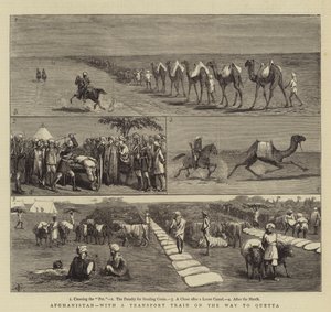 Afghanistan, avec un train de transport en route vers Quetta - Charles Edwin Fripp